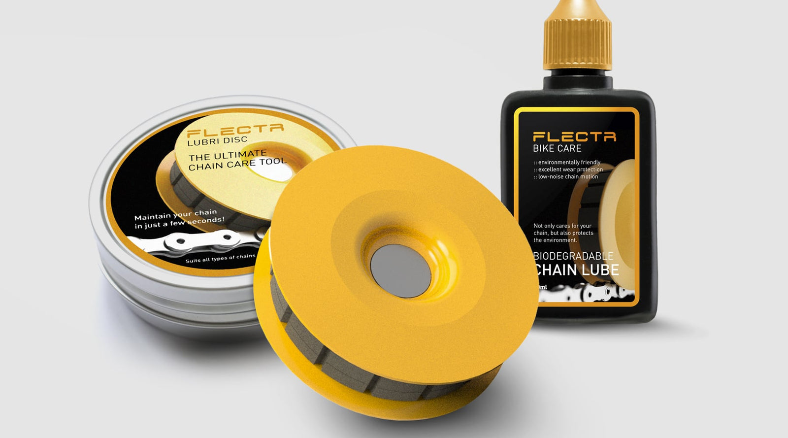 FLECTR LUBRI DISC How to lubricate your chain in seconds. FLECTR LUBRI DISC How to lubricate your chain in seconds.