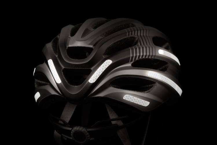 flectr reflective helmet kit on a bicycle helmet - rear view