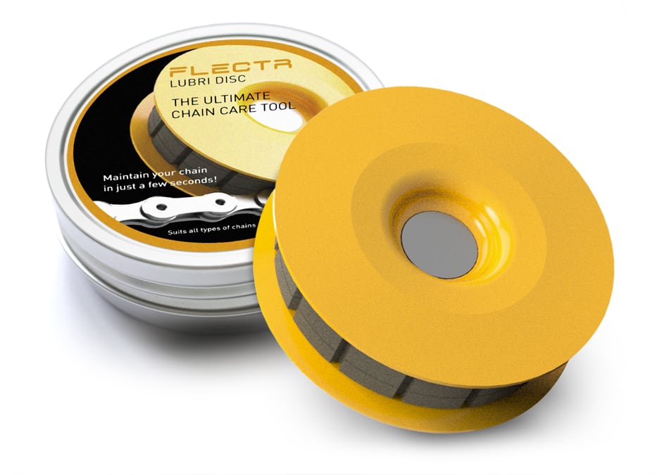 FLECTR LUBRI DISC is the best tool for bike chain lubrication on the go.